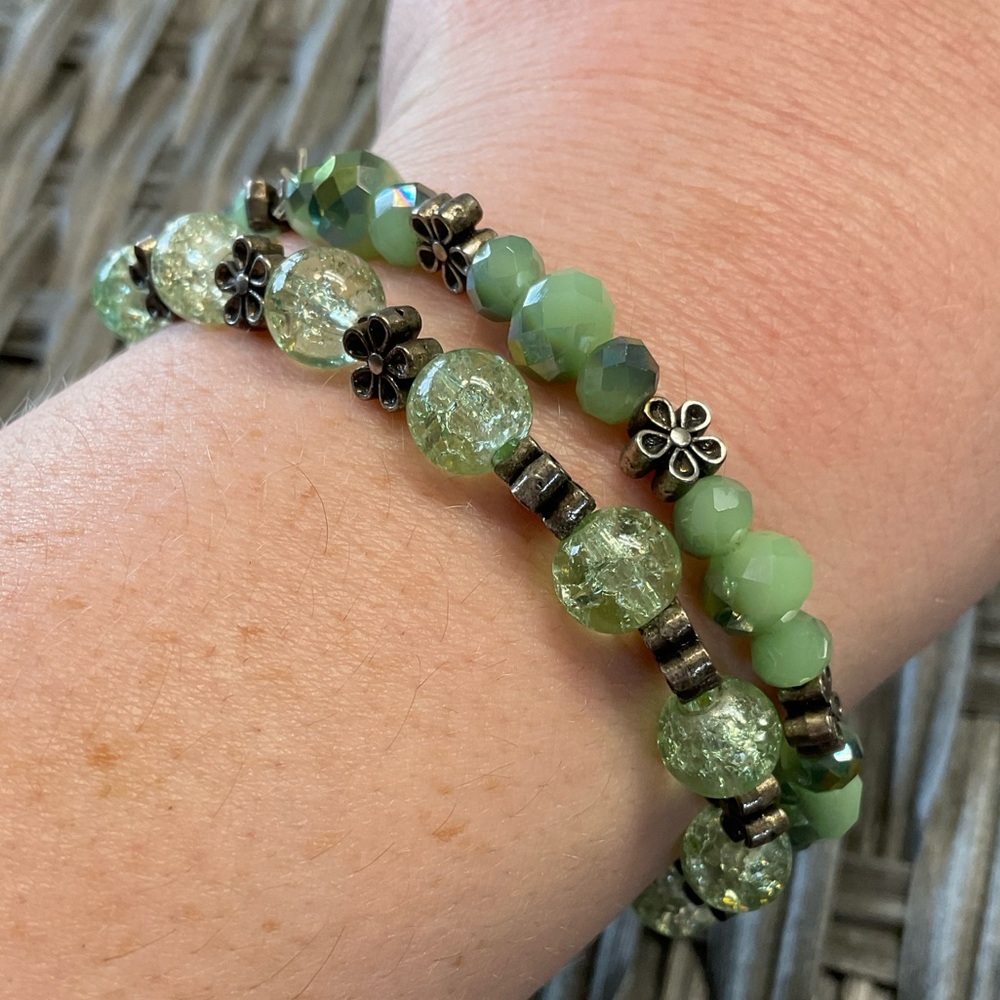 Dainty green floral bracelets